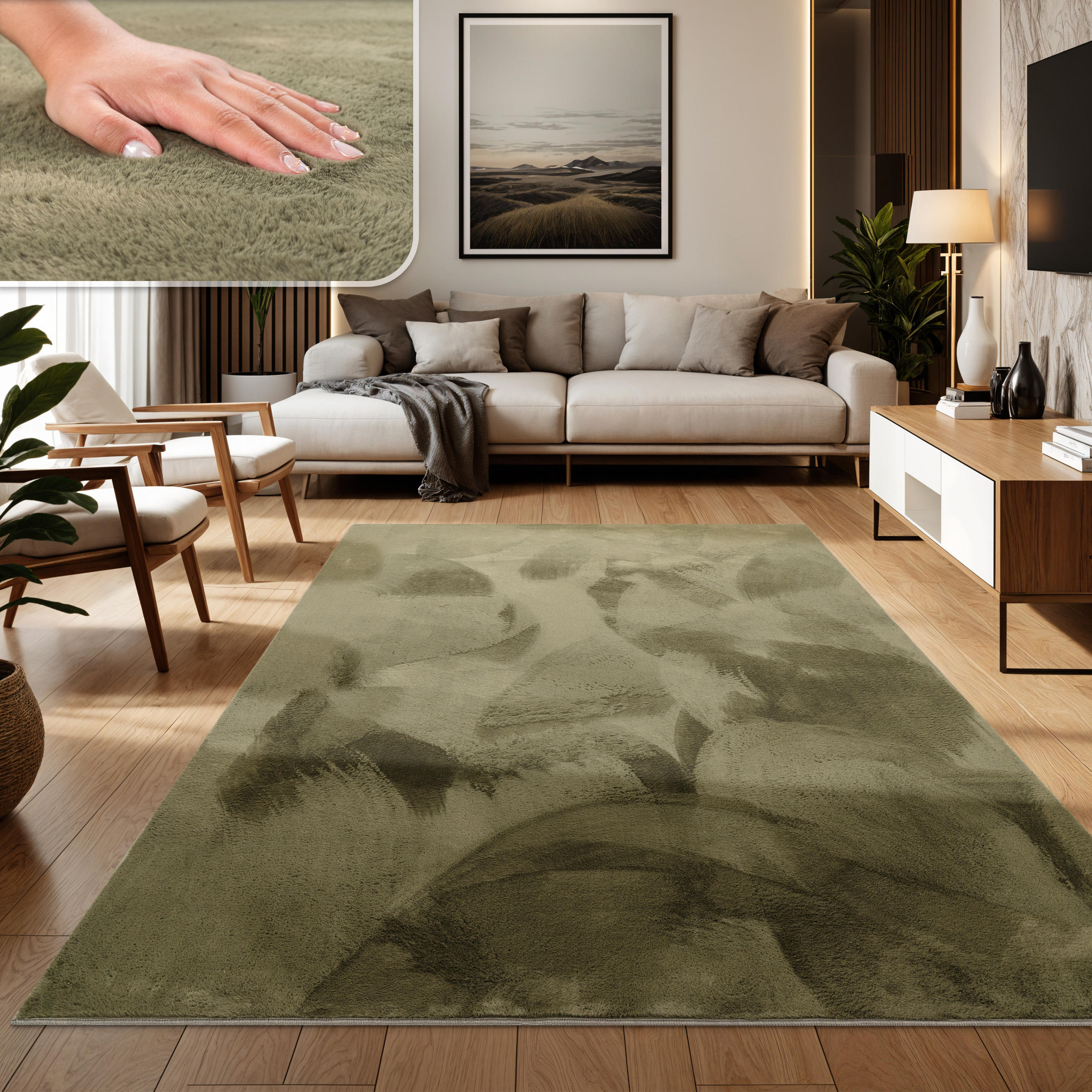 HOCHFLORTEPPICH 160/230 cm Soft 380 - Grün, Textil (160/230cm) - Paco Home