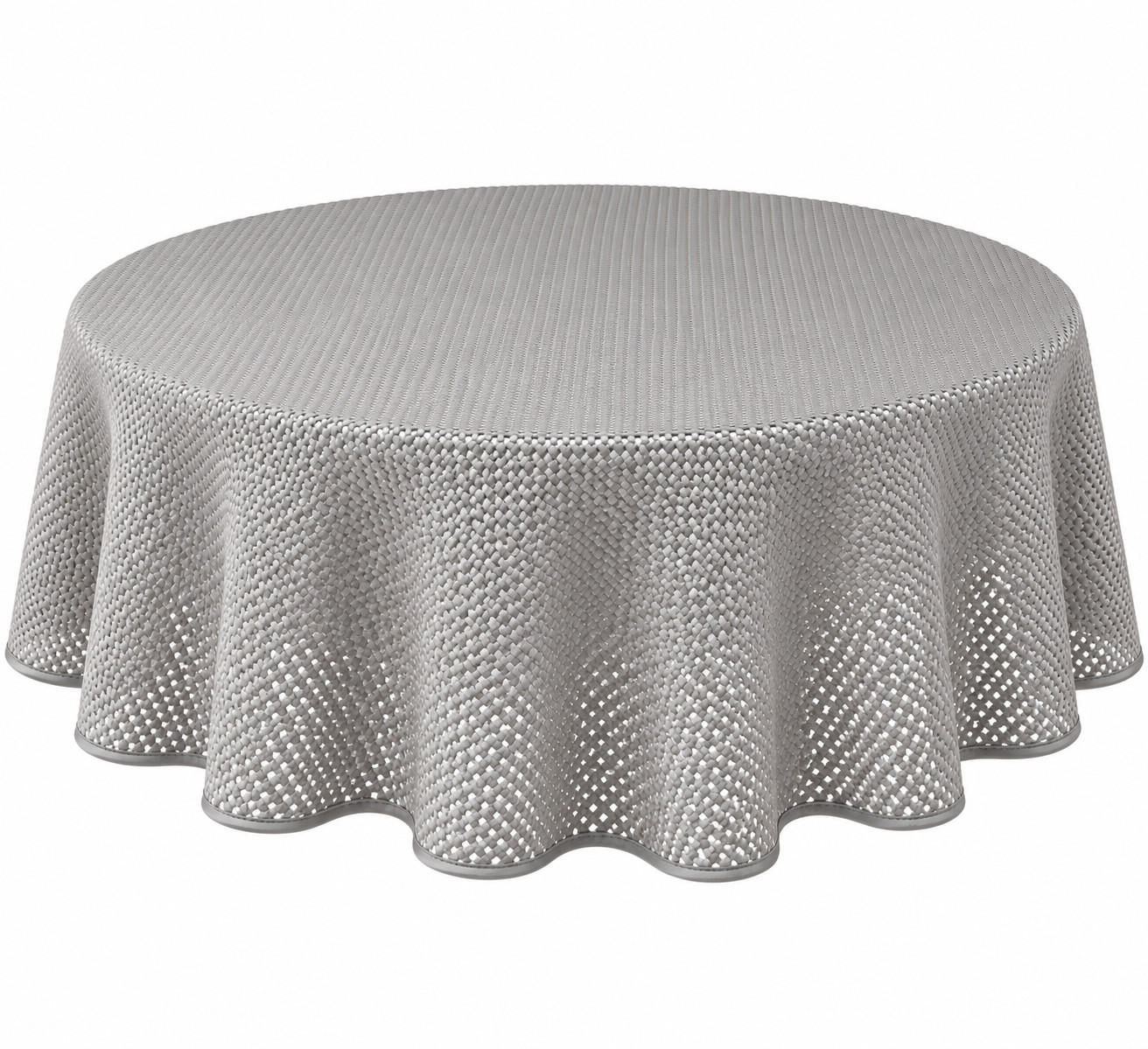 TISCHDECKE Gartentischdecke Karo Hellgrau 160 cm rund - Hellgrau, Kunststoff (160cm) - TiborTex