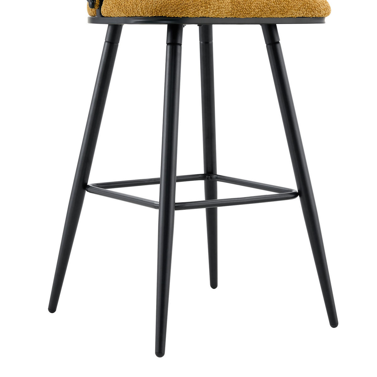 BARHOCKER mit Fußbügel Samt Gelb Schwarz 4er-Set - Gelb, Metall (50.5/98.5/56cm) - Meubliv
