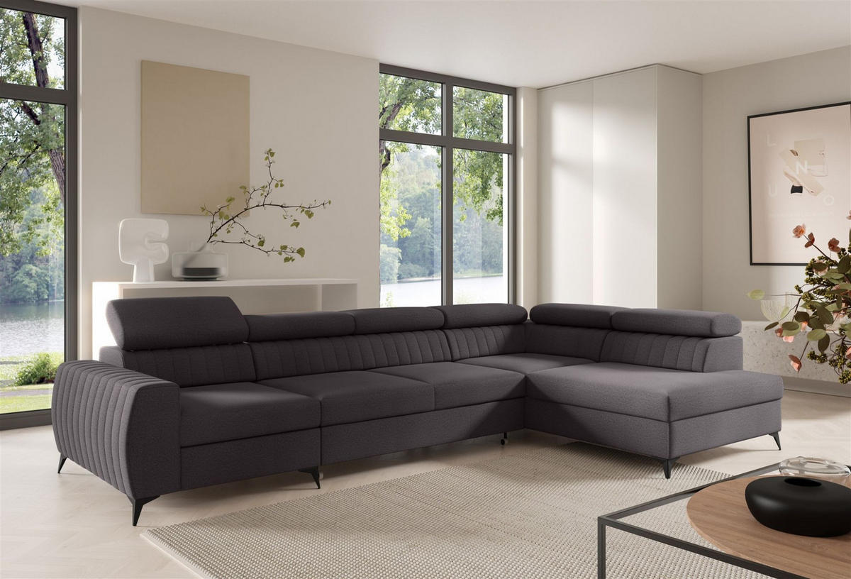 ECKSOFA Toronto Xl - Schwarz, Holzwerkstoff/Textil (340/200cm) - Fun Möbel