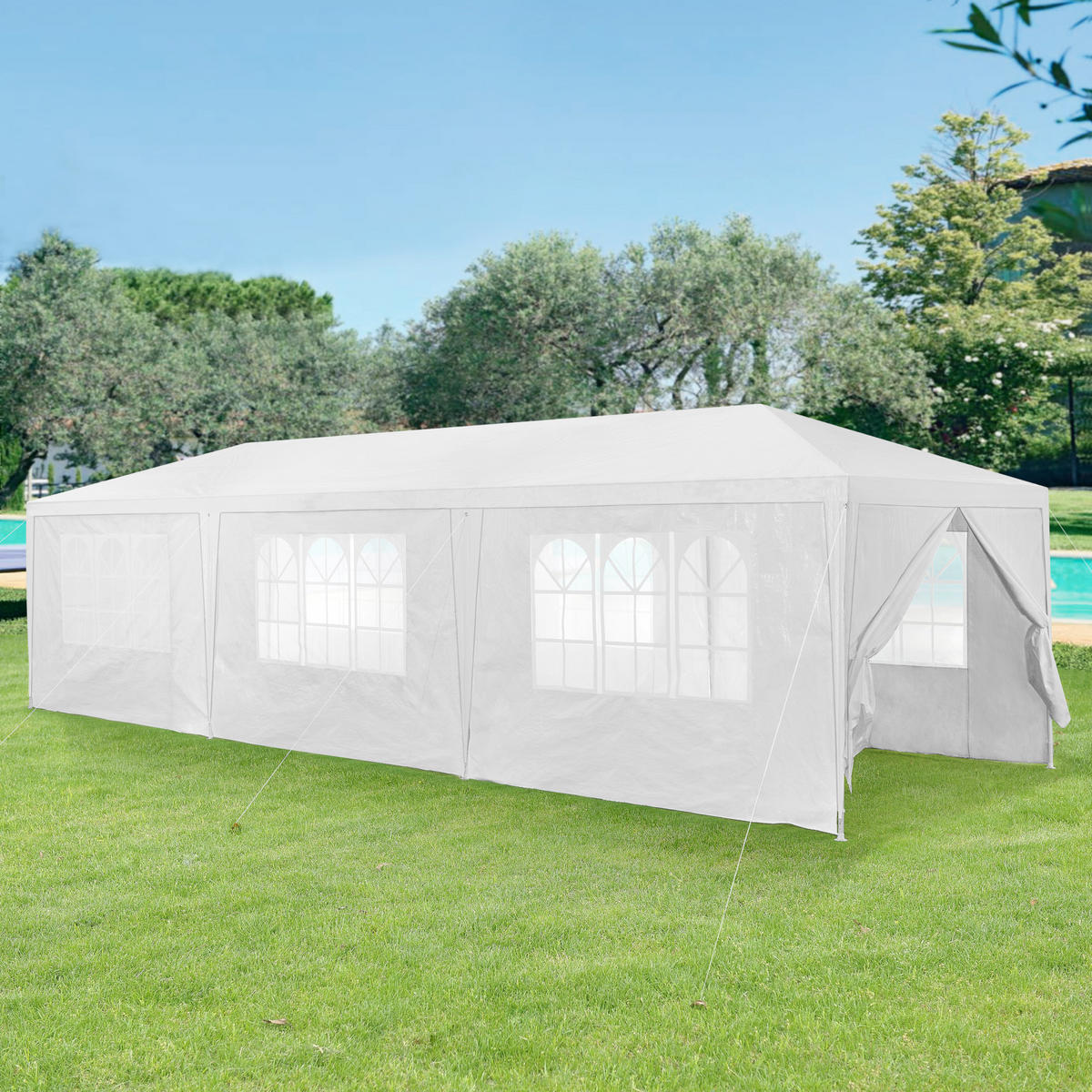 PARTYZELT Wedau - Weiß, Kunststoff/Metall (900/255/300cm) - casa.pro