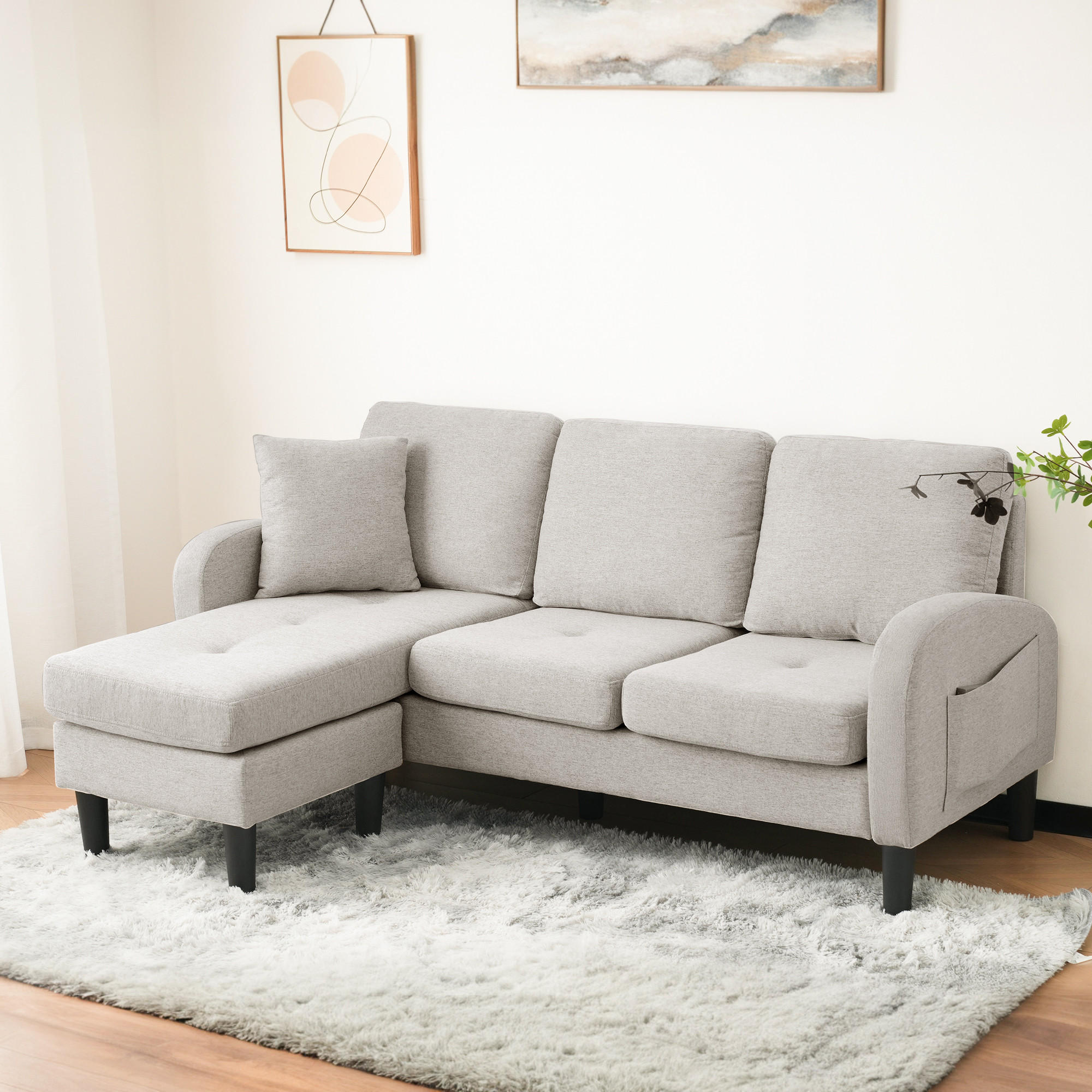 Thumbnail - Okwish Ecksofa, Beige, Kunststoff, 166x118 cm, Wohnzimmer, Sofas & Couches, Wohnlandschaften, Ecksofas