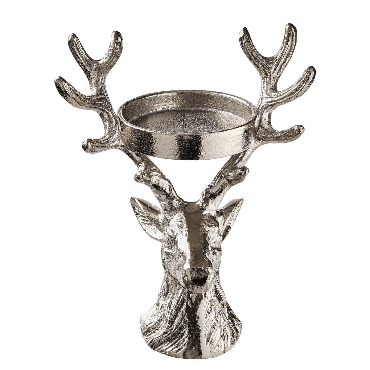 KERZENHALTER Oh My Deer für Stumpenkerzen - Silberfarben, Metall (18/11/21cm) - Butlers
