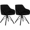 ESSZIMMERSTUHL 2er Set, Samt Sessel, Schwarz - Schwarz, Textil/Metall (57/83.5/53cm) - Woltu