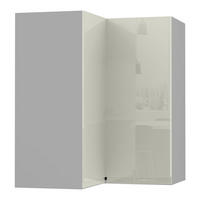 ECKHÄNGESCHRANK Florence W12/60 Grau / RAL 1013 perlweiß HG 60 / 60 / 72cm - Vordertür links - Weiß Hochglanz/Grau, Holz/Holzwerkstoff (72/60/60cm) - Feldmann-Wohnen