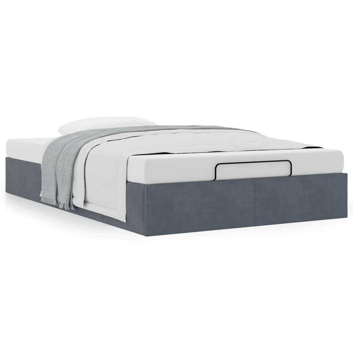OTTOMAN-BETT Ohne Matratze Dunkelgrau 120/200 Cm Samt - Grau, Textil (120/200cm) - vidaXL