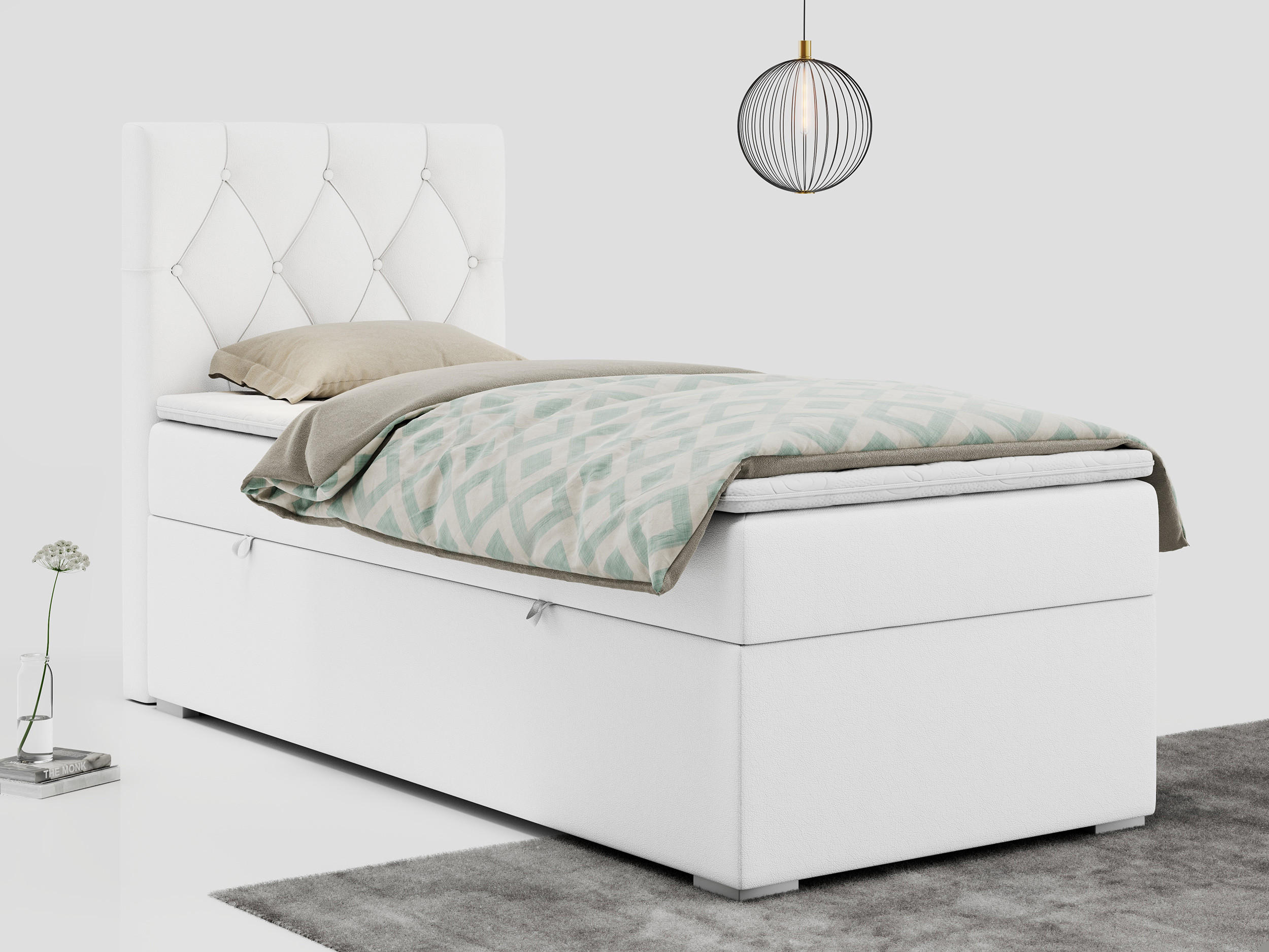 BOXBETT ALDA 90/200 Weiß Kunstleder - H4 - Links Seite - Weiß, Holz/Textil (90/200cm) - MKS