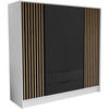 DREHTÜRENSCHRANK Nero 200/51/200 cm mit Lamellen weiß+schwarz - Schwarz/Weiß, Holzwerkstoff (200/200/51cm) - Beautysofa