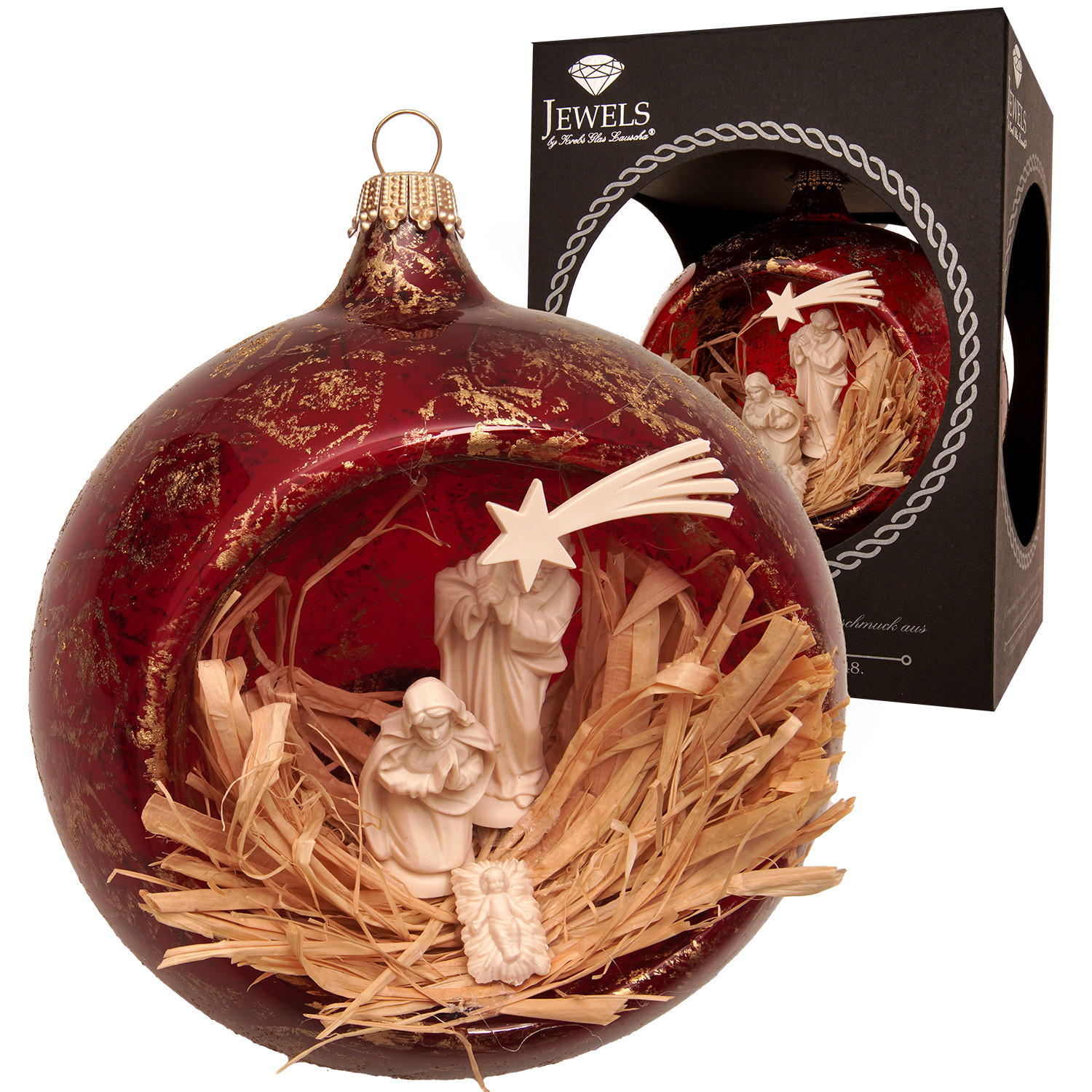 Krebs Glas Lauscha Christbaumkugel Rot 10x10x10 cm