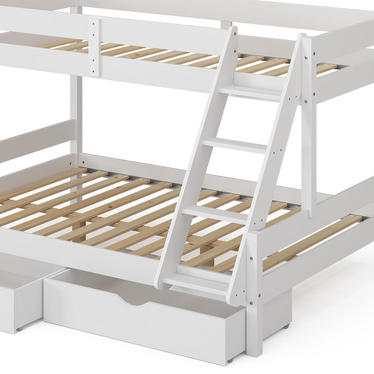 ETAGENBETT Everest Weiß 140x200/90x200 cm mit Schubladen - Weiß, Holz (140/200cm) - VitaliSpa