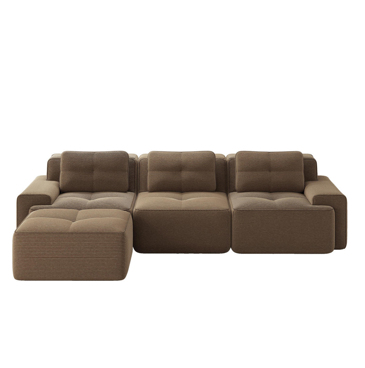 ECKSOFA 293/177/69 cm braun aus Cord ohne Montage mit Tiefsitz - Braun, Textil (177/293cm) - OKWISH