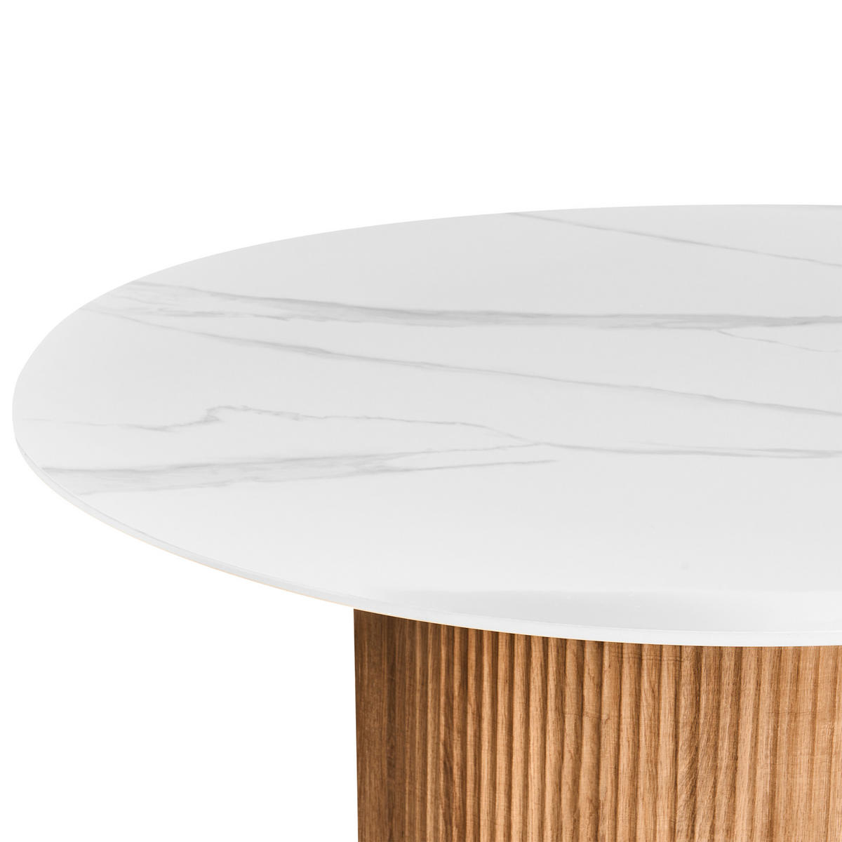 ESSTISCH Weiß Albina - Weiß/Braun, Stein (120/120/75cm) - Beliani