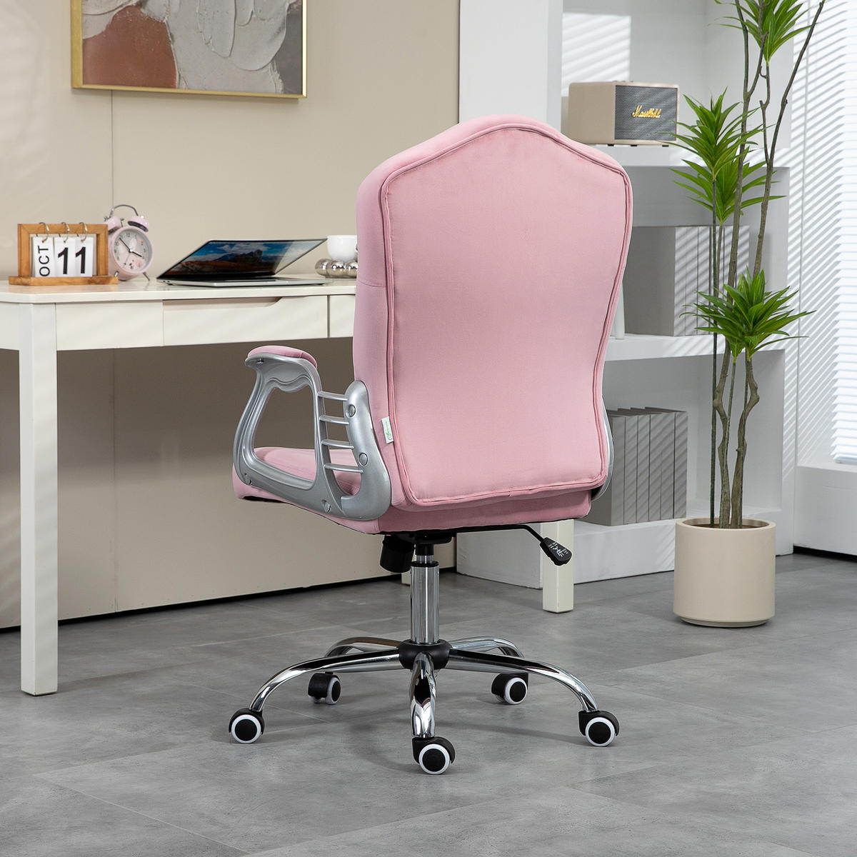 BÜROSTUHL, Schwarz/Hellgrau/Rosa, Polyester, Stahl - Rosa, Kunststoff (61/114/61cm) - Vinsetto