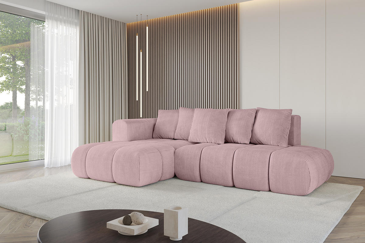ECKSOFA Ottomane Links CLOUD-L-v1 289x180x40 Rosa Cord - Rosa, Holzwerkstoff/Kunststoff (180/289cm) - ALTDECOR