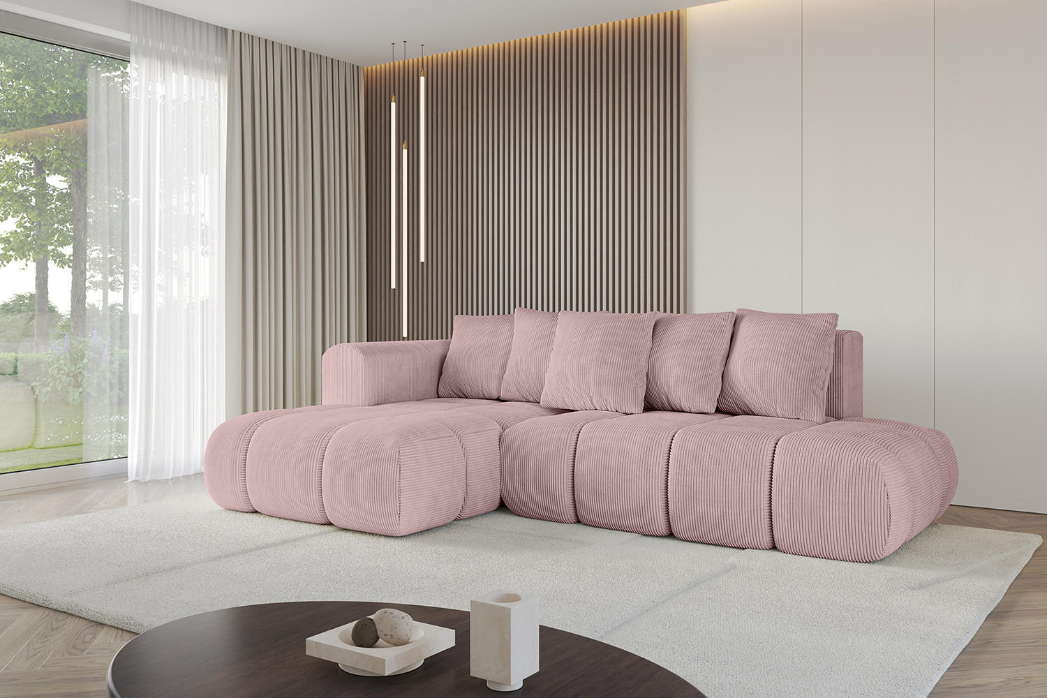 Thumbnail - Altdecor Ecksofa, Rosa, Textil, 4-Sitzer, L-Form, Ottomane links, 289x180 cm, Wohnzimmer, Sofas & Couches, Wohnlandschaf...