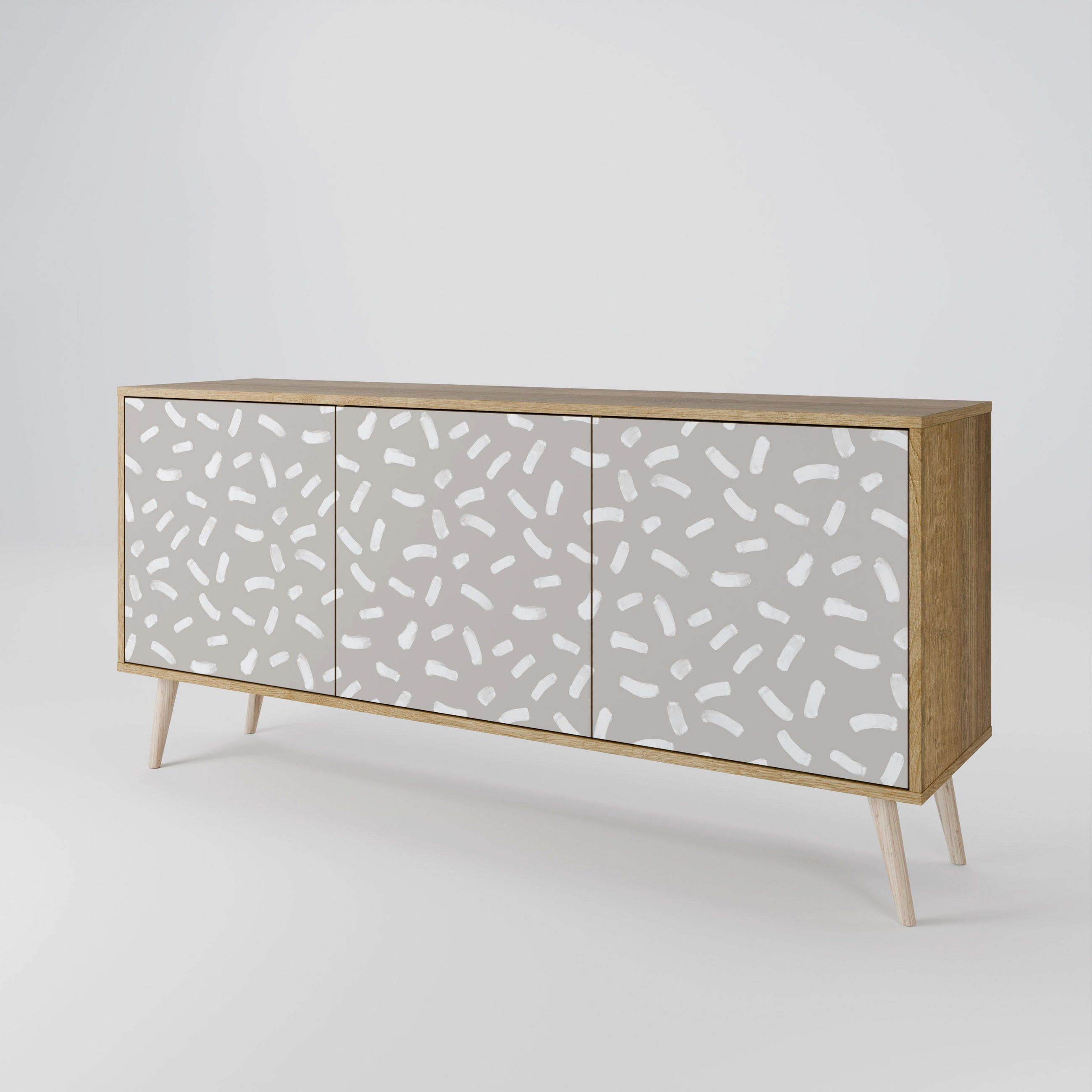 SIDEBOARD PASSING SECONDS, Eicheneffekt, 164,5x42x77,5 cm, 3 Türen - Eichefarben/Buchefarben, Holzwerkstoff/Buchenholz (164.5/77.5/42cm) - SpaceRebels
