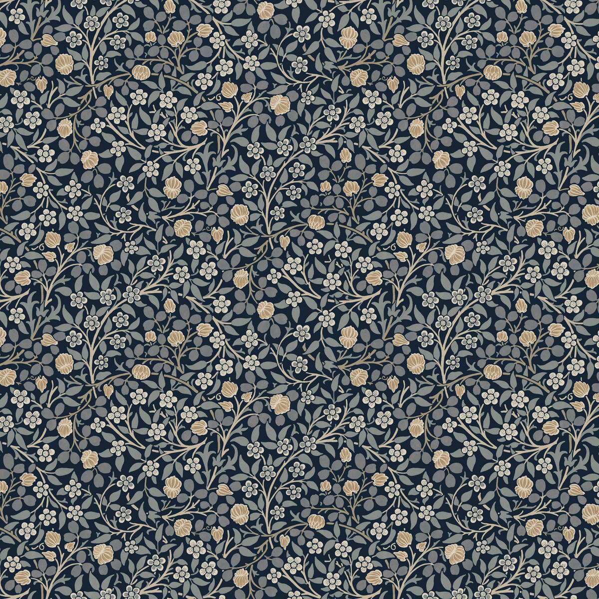VLIESTAPETE Kleeblätter 1000x52cm - Blau, Papier/Kunststoff (52/1000cm) - William Morris at Home