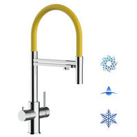 5-WEGE-KÜCHENARMATUR, Edelstahl Massiv aus Chirurgenstahl, Hochglanz und Gelb, 2-Strahl-Brause - Gelb, Metall (24/52.5/24cm) - VIZIO