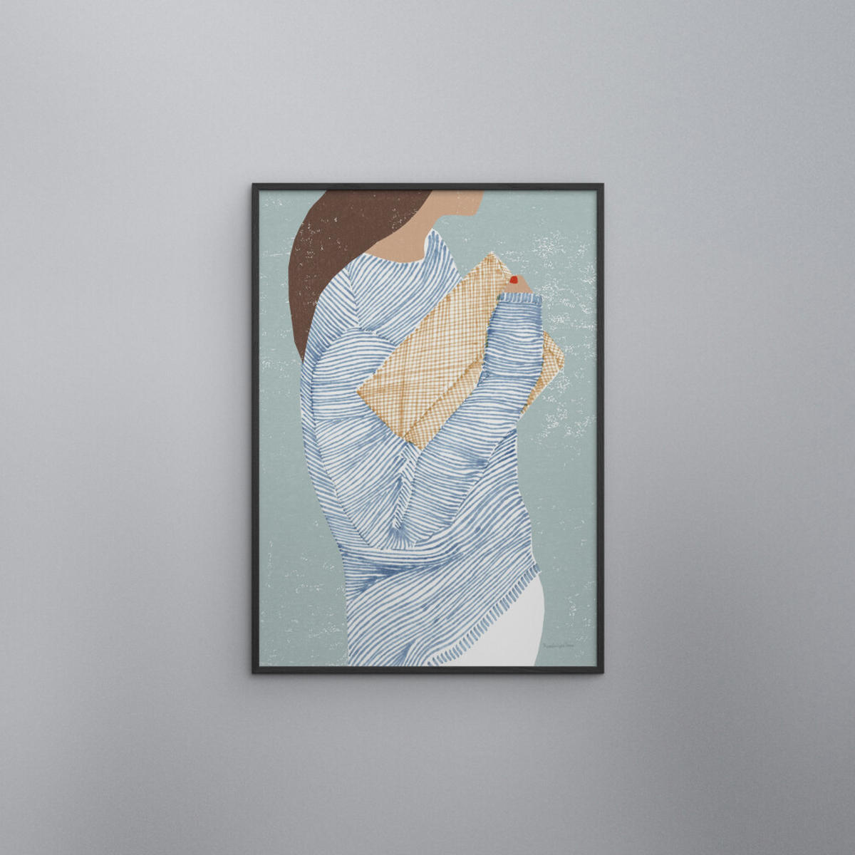 POSTER mit Rahmen Wild Apple - Striped I - Blau/Schwarz, Holz/Papier (50/70cm) - Poster&Frame
