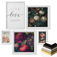 WANDBILDER 5er-Set - 50x50 cm & 20x30 cm & 40x60 cm Weißer Rahmen - Blumenporträts, Sträuße, Blätter - Weiß, Kunststoff (40/60cm) - ArtPrintCave