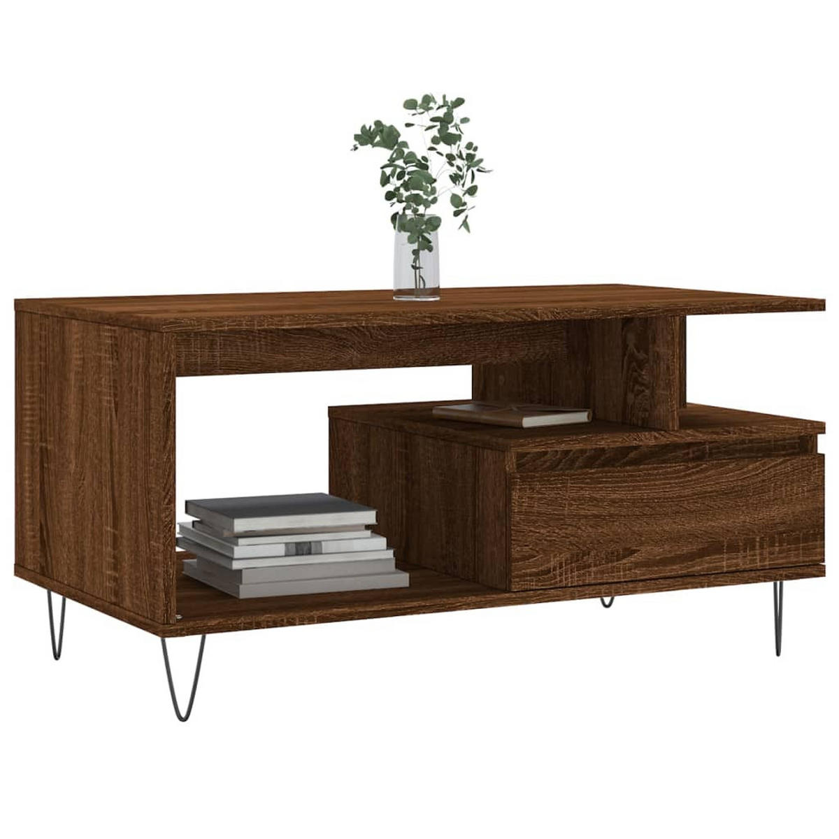 COUCHTISCH Braun Eichen-Optik 90x49x45 cm Holzwerkstoff - Dunkelbraun, Holzwerkstoff (49/90/45cm) - furnicato