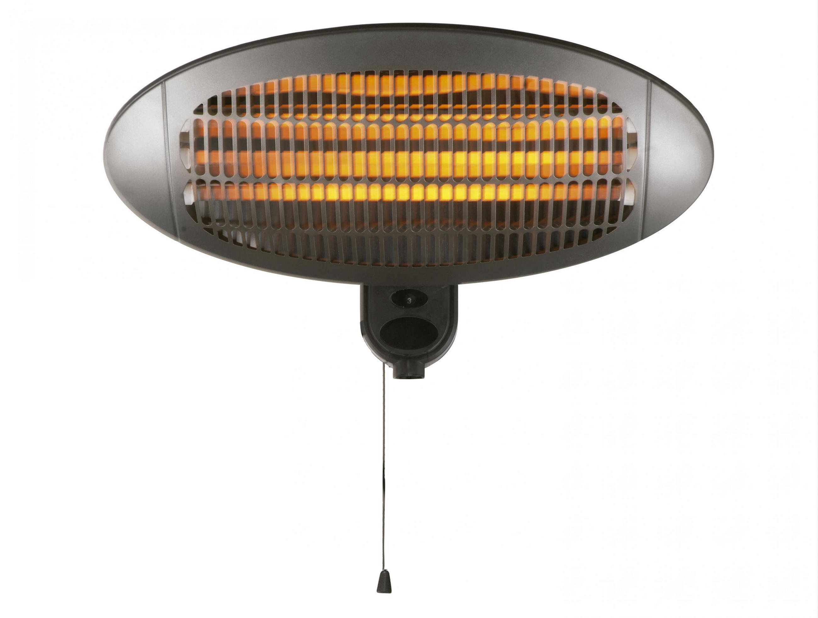 HALOGEN-HEIZUNG für Wandmontage Schwarz für Außenbereich und Bad 2000 W - Schwarz, Kunststoff/Metall (50/32/15cm) - Purline