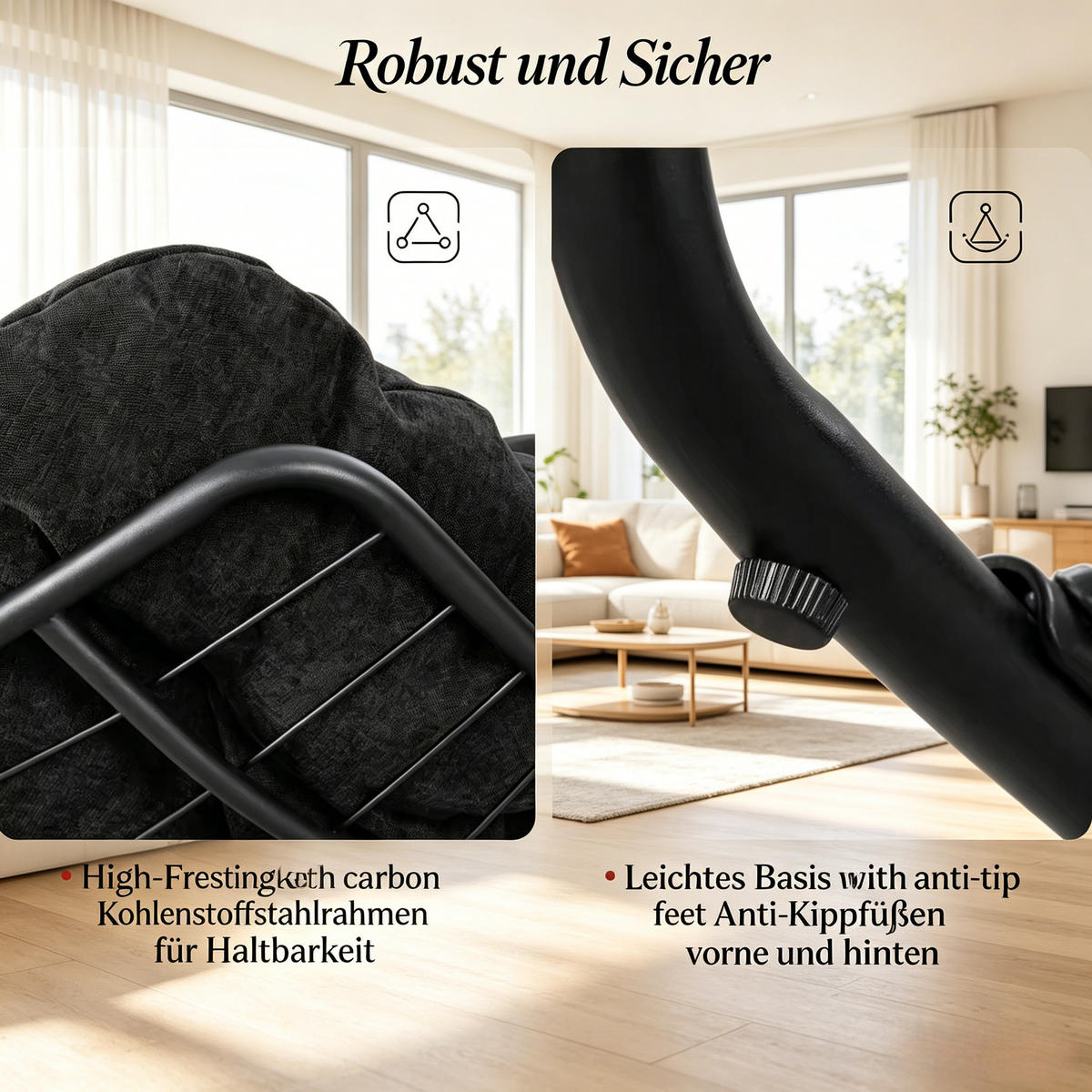 SCHAUKELSTUHL Schwarz Chenille - Schwarz, Textil (75/77/102.5cm) - Oxeza