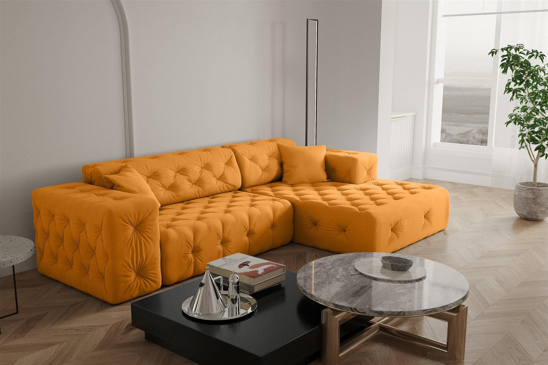 ECKSOFA Chantal - Gelb, Holzwerkstoff/Textil (266/171cm) - Fun Möbel