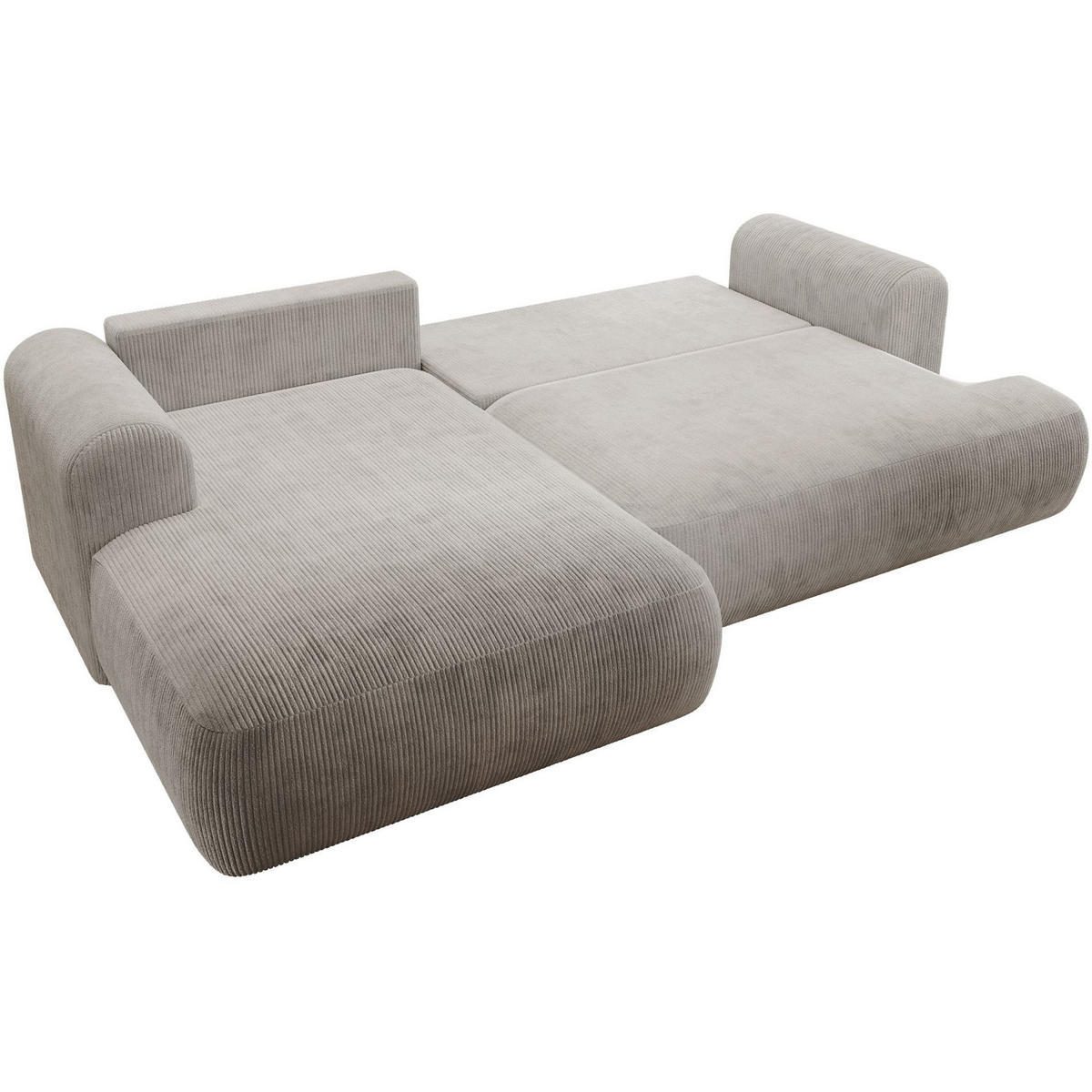ECKSOFA Ovo Cord mit Cordbezug Graubeige, links - Taupe/Schwarz, Textil (260/165cm) - Selsey