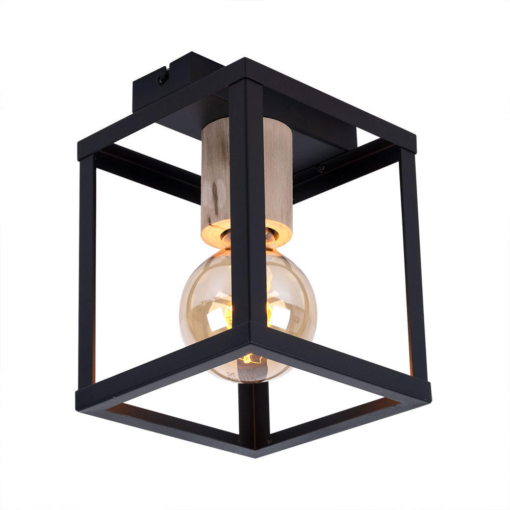 LED DECKENLEUCHTE Metall Schwarz matt - Schwarz, Glas (17/17/22.5cm) - Globo Lighting