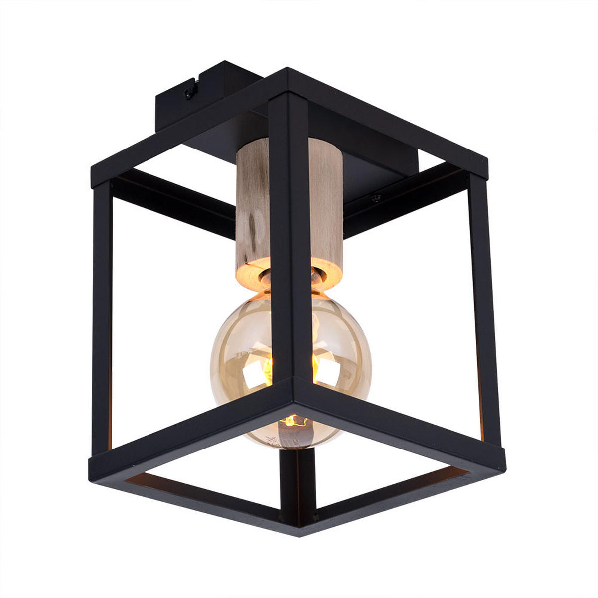 LED DECKENLEUCHTE Metall Schwarz matt - Schwarz, Glas (17/17/22.5cm) - Globo Lighting