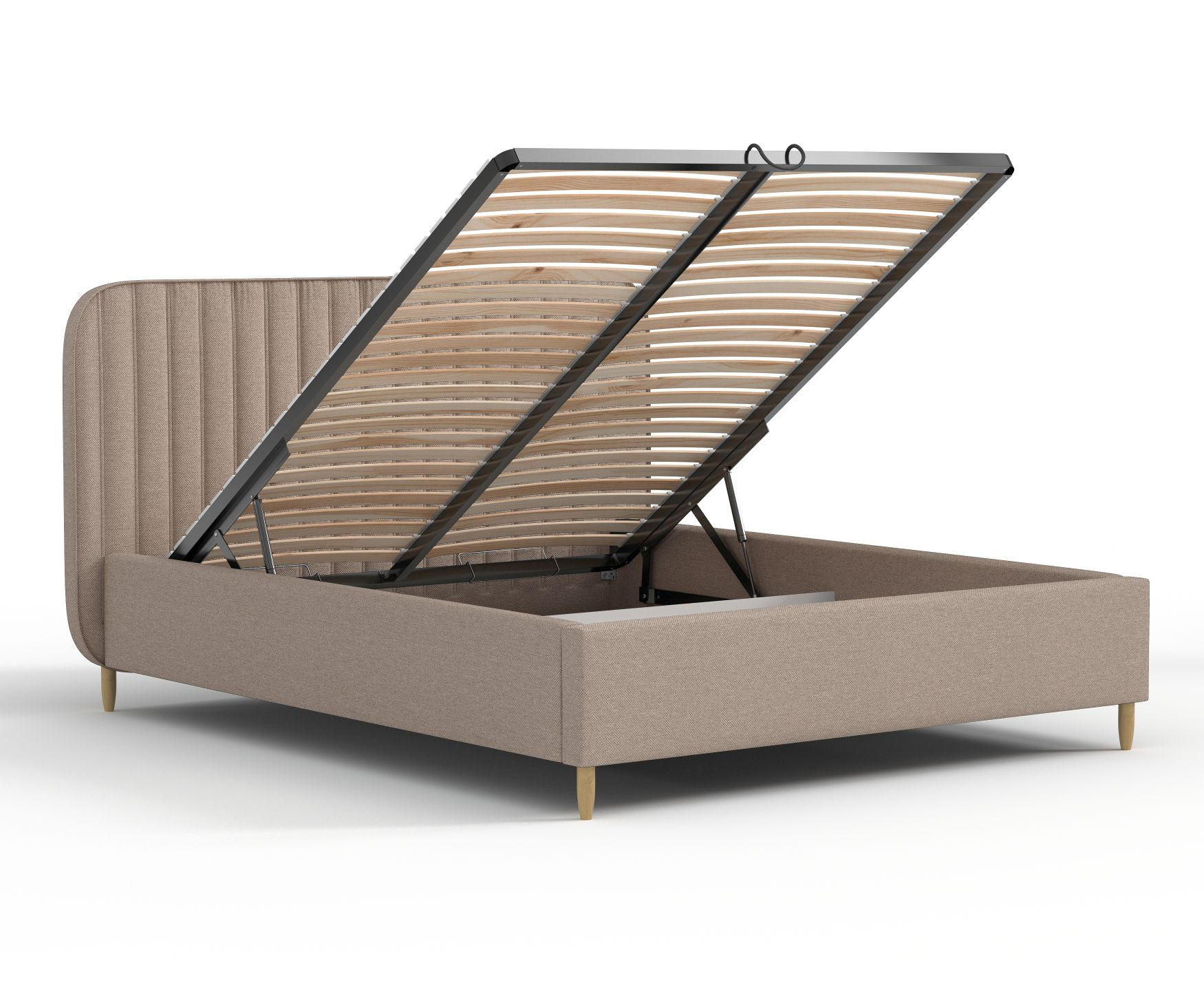 POLSTERBETT Noto Dunkelbeige 120/200 cm im Webstoff - Beige/Naturfarben, Holz/Holzwerkstoff (120/200cm) - Maison de Reve