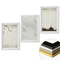 WANDBILDER 3er-Set - 40x60 cm Weißer Rahmen - Vögel, Steine, Pinselstriche, Verzierungen - Weiß, Kunststoff (40/60cm) - ArtPrintCave
