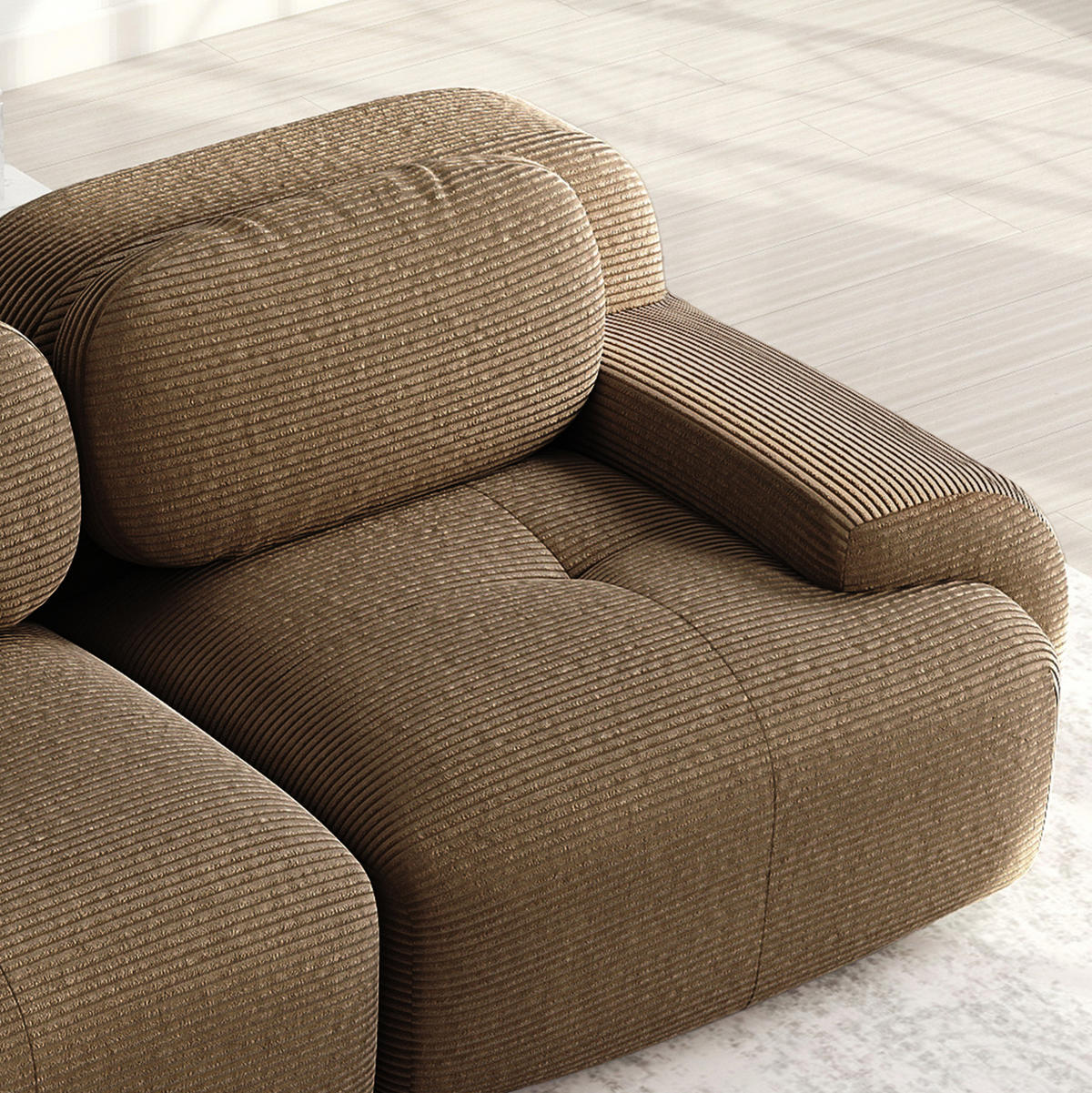 SOFA modular Ecksofa rahmenlos Cord Brown 4-tlg. - Braun, Kunststoff (178/298.1cm) - Meubliv