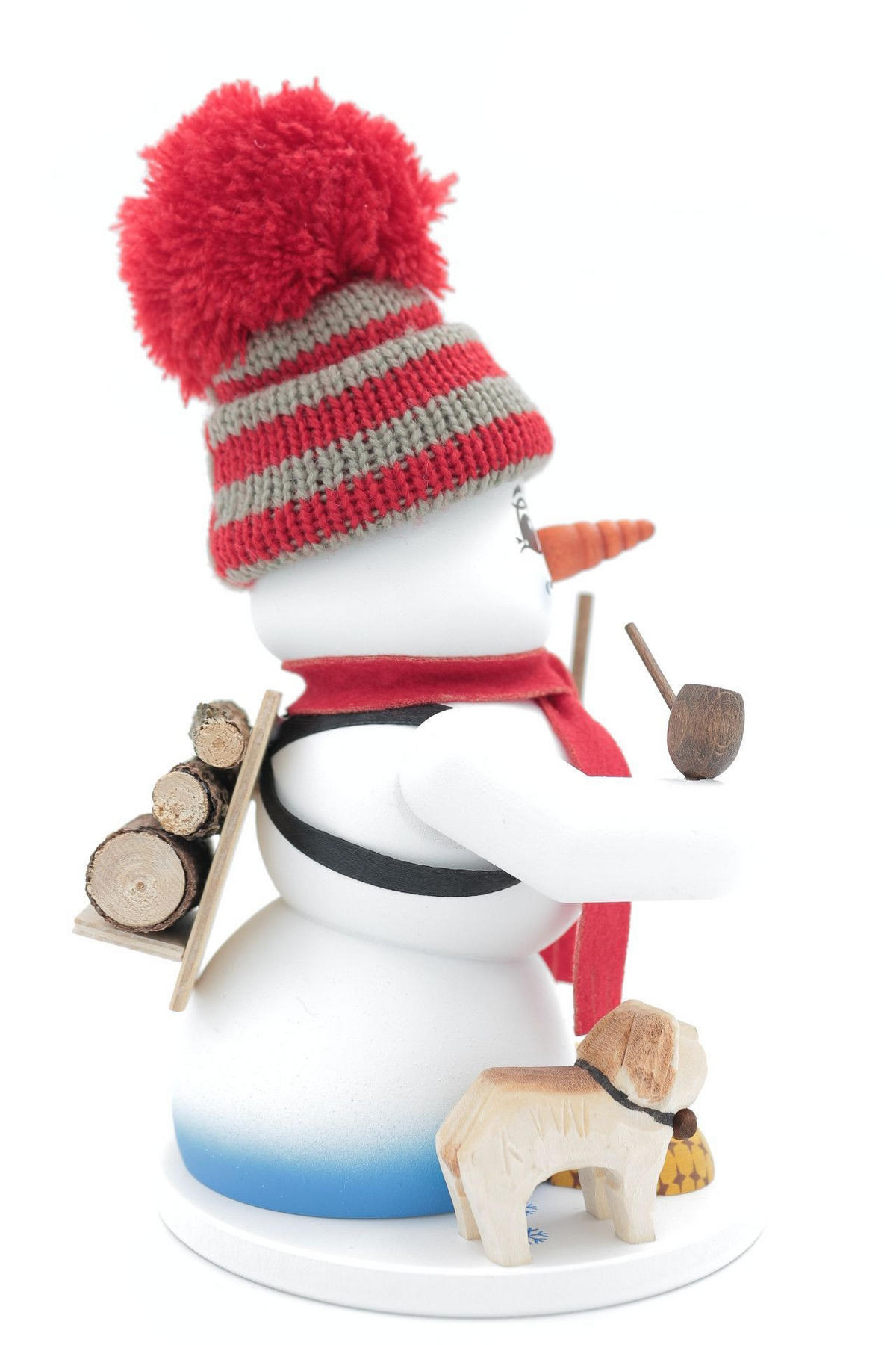 RAUCHFIGUR Schneemann Weiß Schneemann mit Hund 19 cm - Multicolor, Holz (15/19/0.1cm)