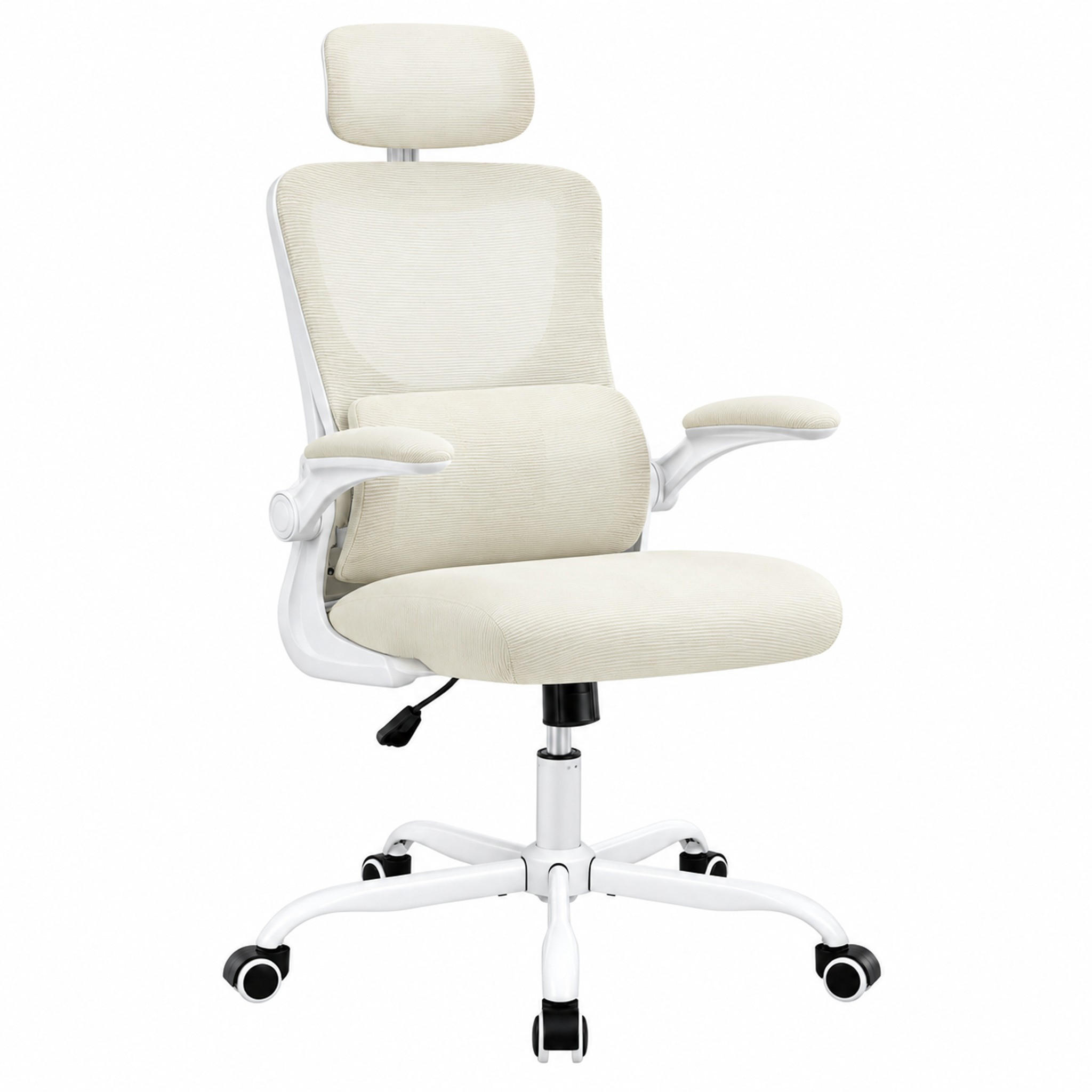 BÜROSTUHL ergonomisch höhenverstellbar Beige mit Rädern - Beige, Metall (62/123.5/67.5cm) - Meubliv