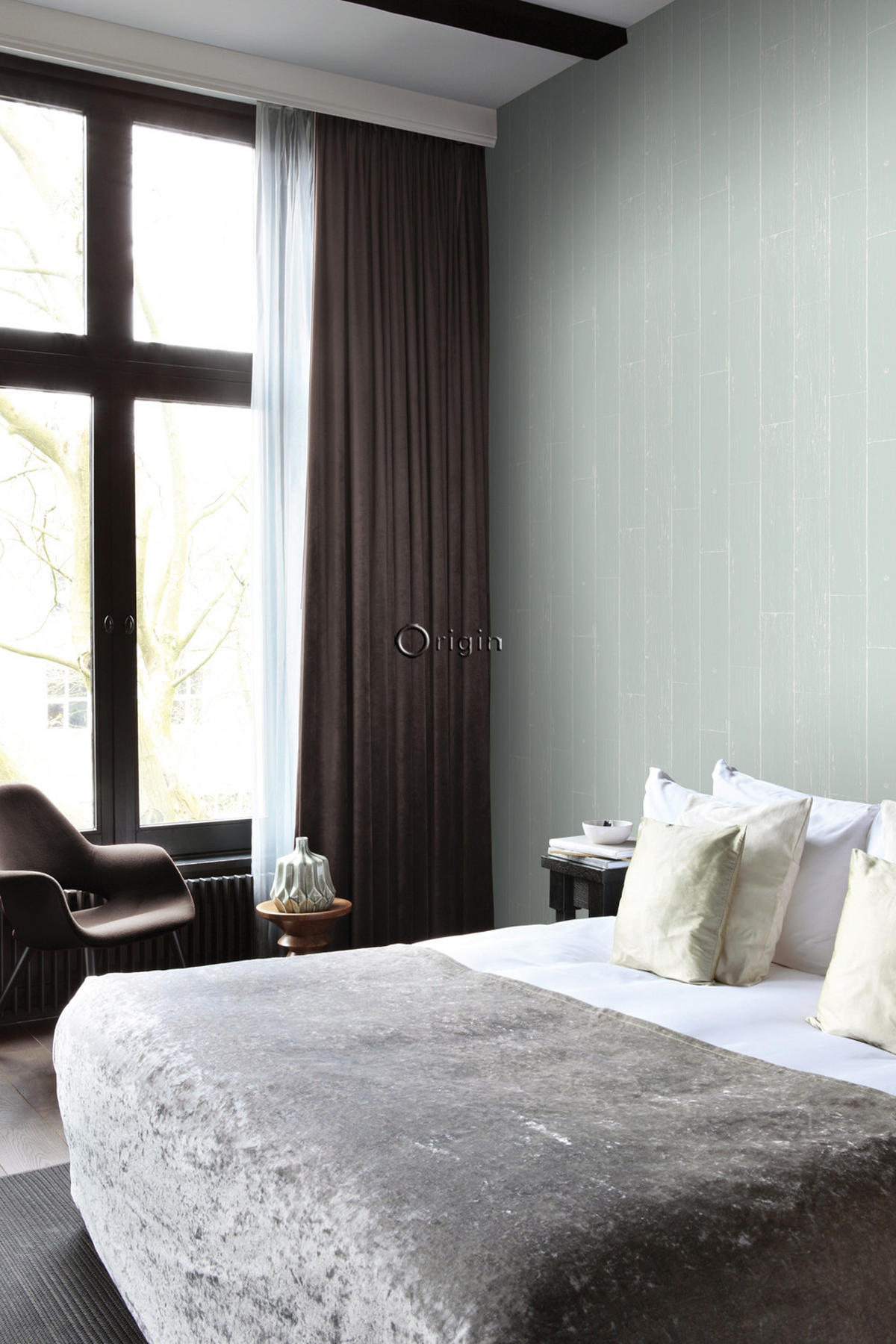 TAPETE Holz-optik 53 cm x 10.05 m - Türkis, Papier (53/1000cm) - Origin Wallcoverings