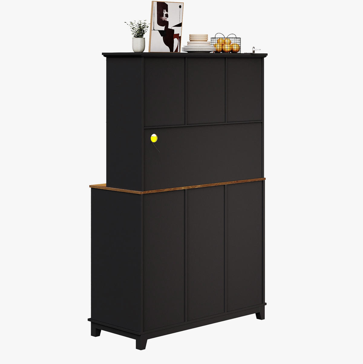 BUFFET 105/38,4/180 cm aus MDF mit LED-Beleuchtung und Schiebetür Schwarz - Schwarz, Holzwerkstoff (105/180/38.4cm) - Modenvie