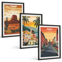 BILDER SET 3er Set - 40x60 cm Schwarzer Rahmen - Landschaften natürlicher Städte - Schwarz, Kunststoff (40/60cm) - TULUP