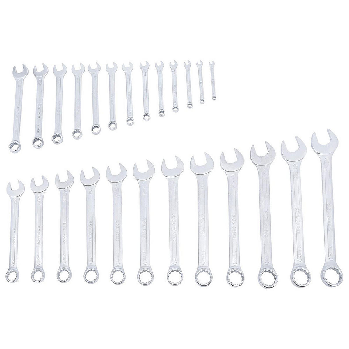 RINGMAULSCHLÜSSEL-SATZ, Zollgrößen, 25-teilig, 1/4"-1.1/4" - Multicolor, Kunststoff (375/175/175cm) - BGS technic