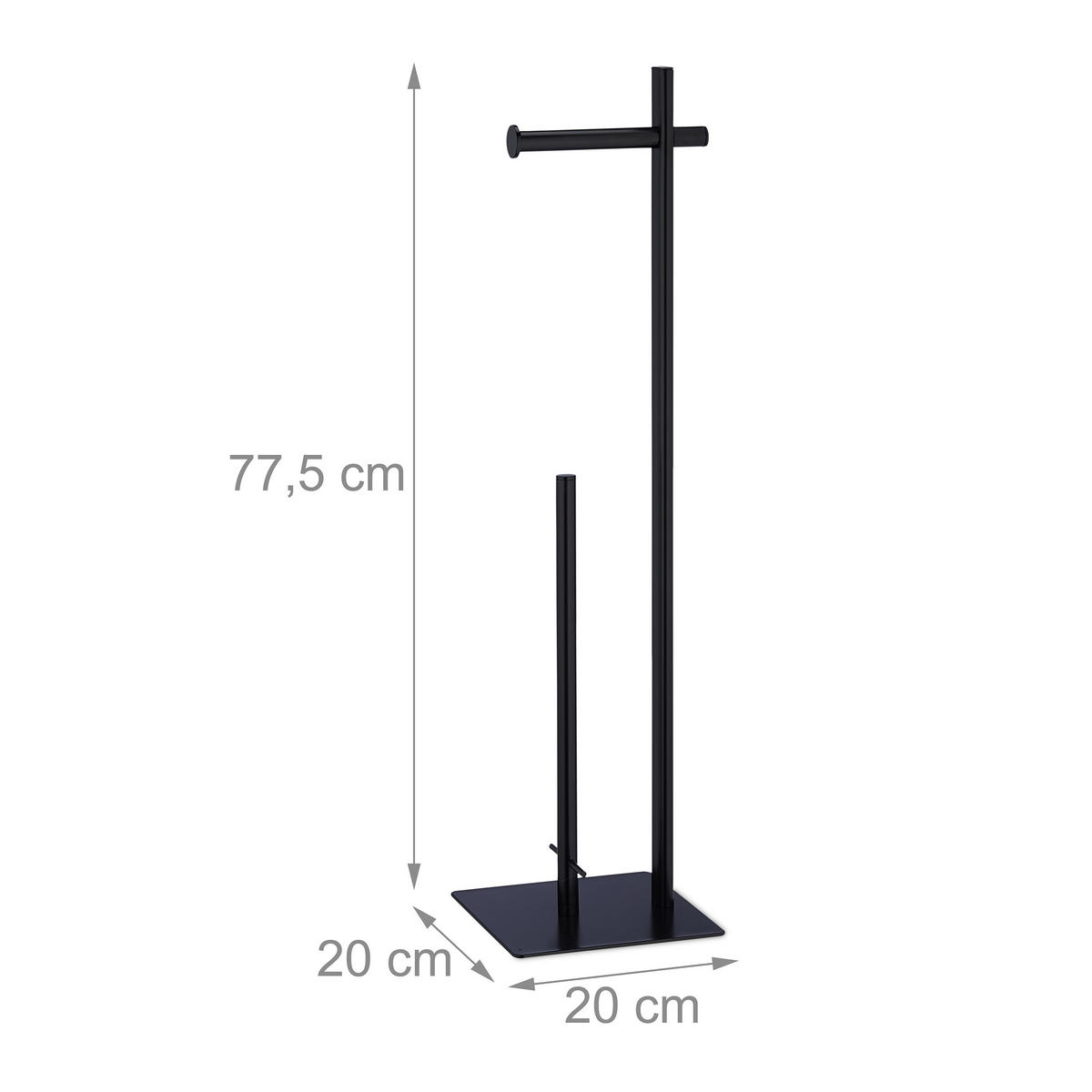 TOILETTENPAPIERHALTER - Schwarz, Metall (20/77.5/20cm) - Relaxdays