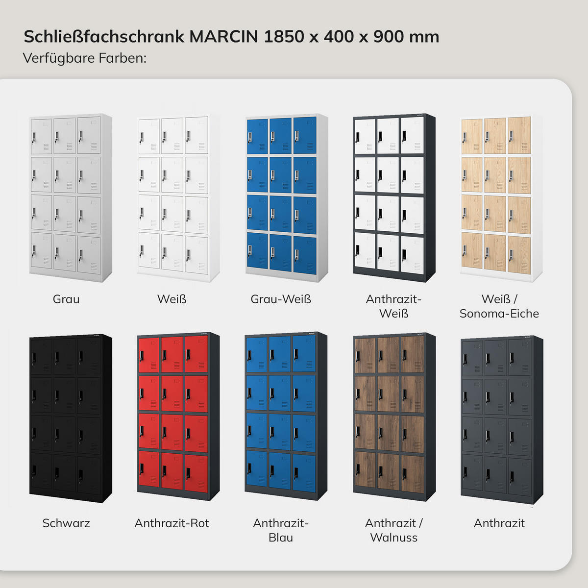 SCHLIESSFACHSCHRANK Marcin 90 x 185 x 40 cm - Weiß, Metall (90/185/40cm) - Jan Nowak