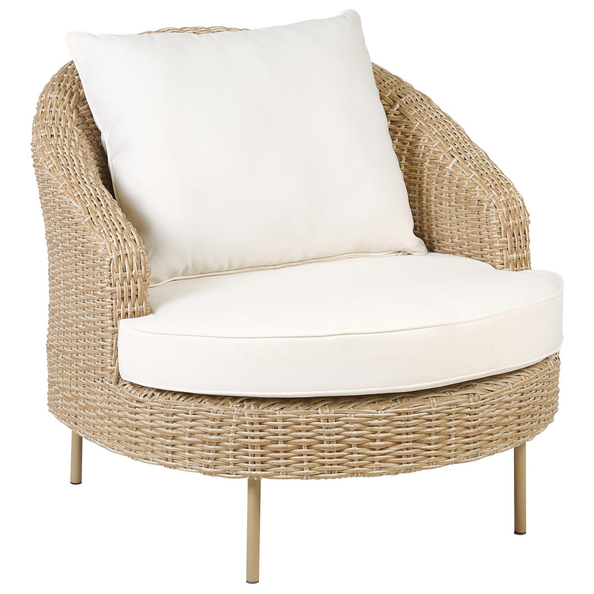 SESSEL mit Ottomane Rattan PE natürlich Arcille - Naturfarben, Kunststoff (80/80/151cm) - Beliani