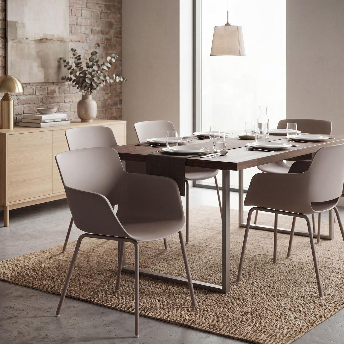 STUHL 2 Kunststoff Taupe - Taupe, Kunststoff/Metall (58/80/54cm) - CLP