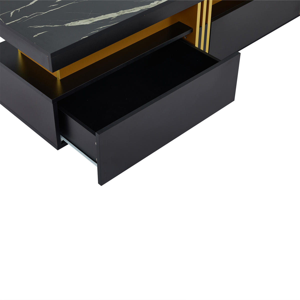 TV-LOWBOARD Marmoroptik Schwarz 200/40/42 cm - Schwarz, Holz (200/42/40cm) - PANGIVO