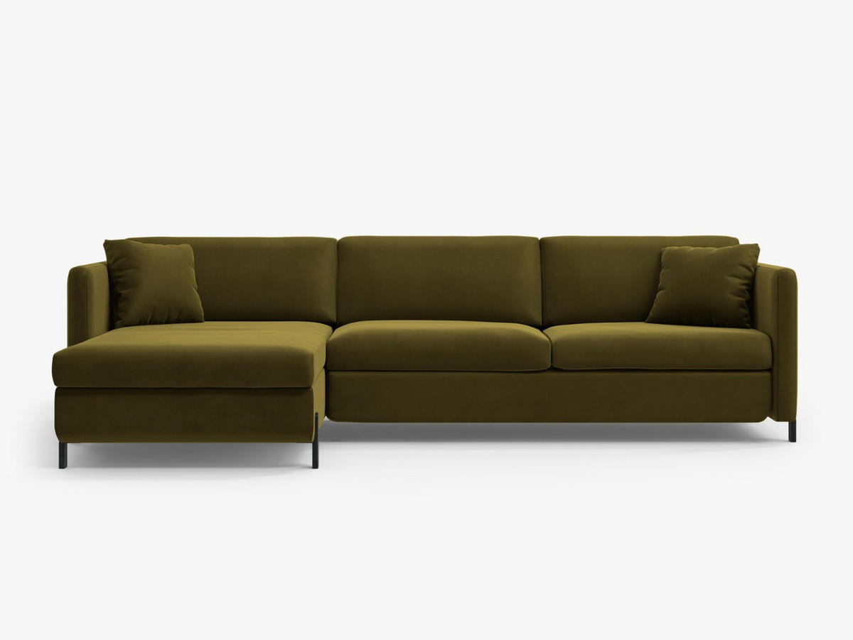 ECKSOFA ausklappbar links Gloria aus Samt grün 5 Sitzplätze - Grün, Textil (170/280cm) - Micadoni