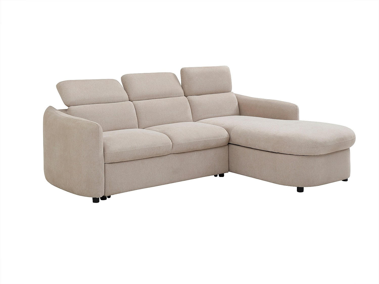 ECKSOFA - Ecke rechts - Schlafsofa - Stoff - Beige - RAVIELA - Beige, Textil (238/186cm) - Vente-Unique