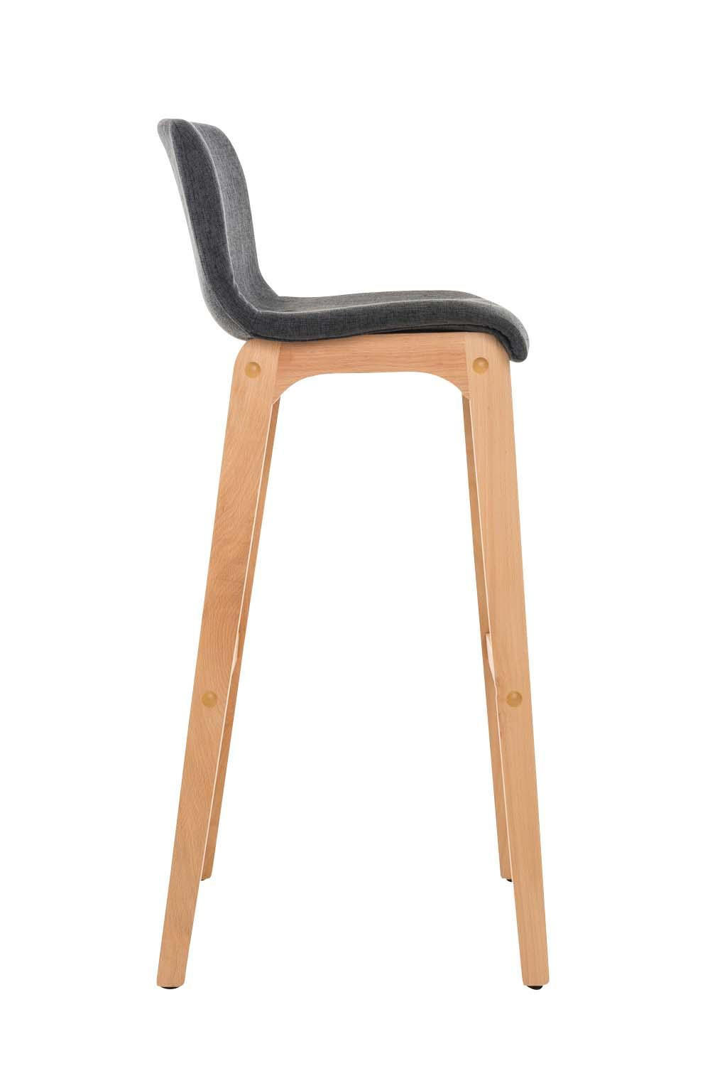 BARHOCKER Stoff dunkelgrau - Eukalyptusholzfarben/Dunkelgrau, Holz/Textil (41/101/46cm) - CLP