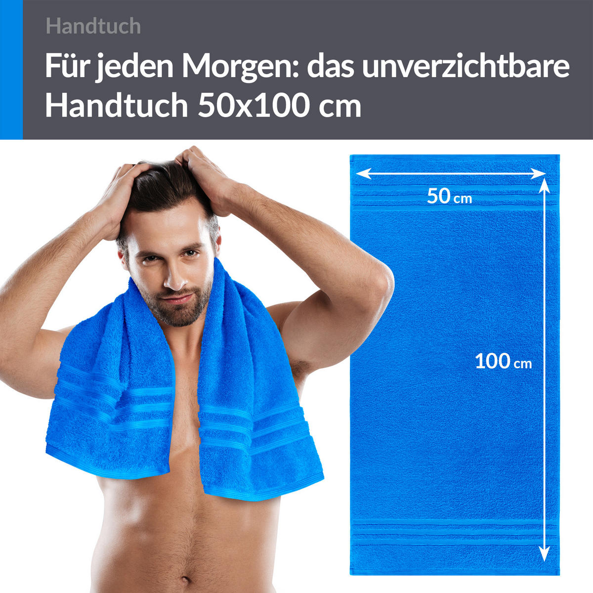 HANDTUCH 50x100 cm London Karibik Blau 4er Set - Hellblau, Textil (50/100cm) - Lashuma
