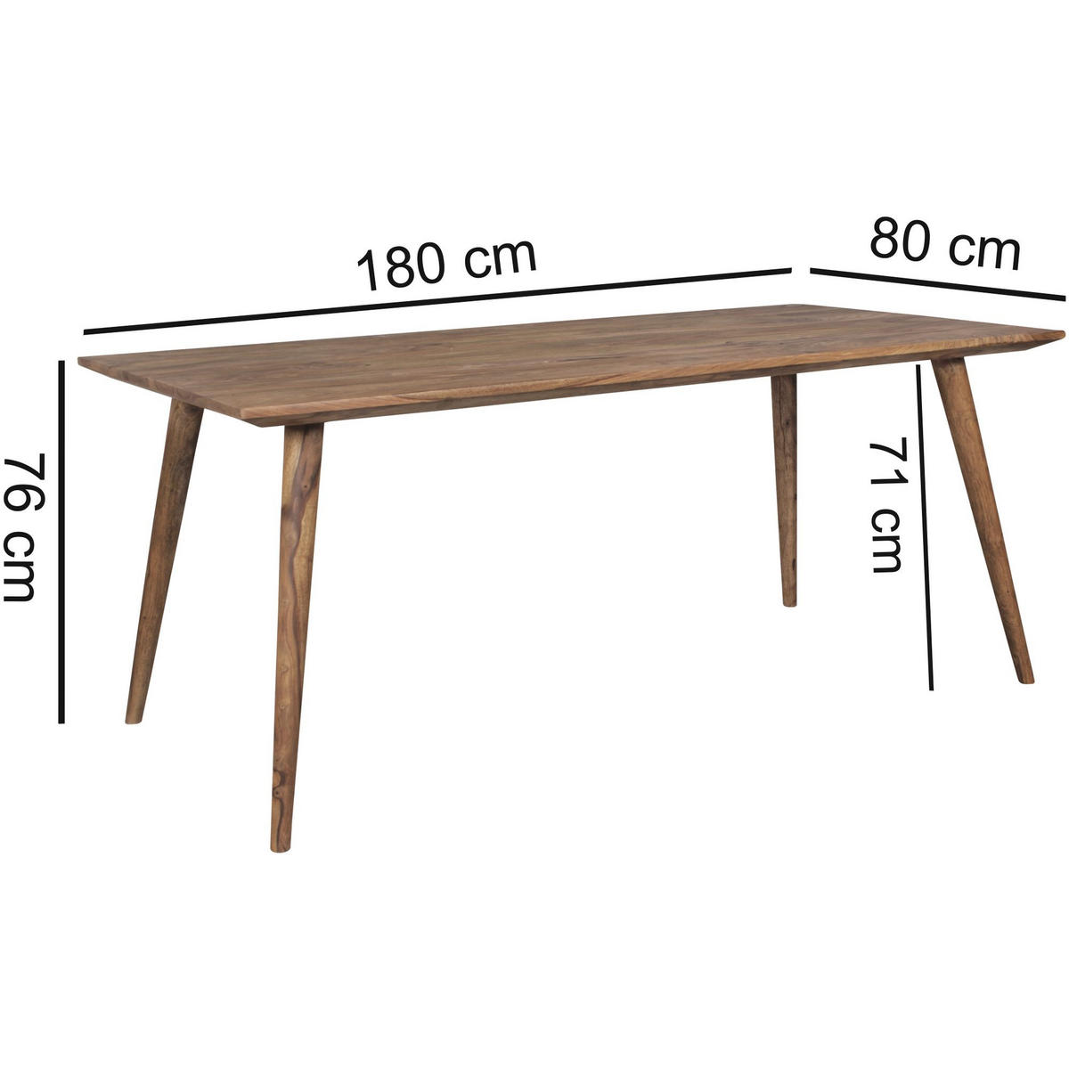 ESSTISCH Massivholz Braun Landhausstil Handgefertigt, Braun 180x80x76 cm - Braun, Holz (80/180/76cm) - KADIMA DESIGN